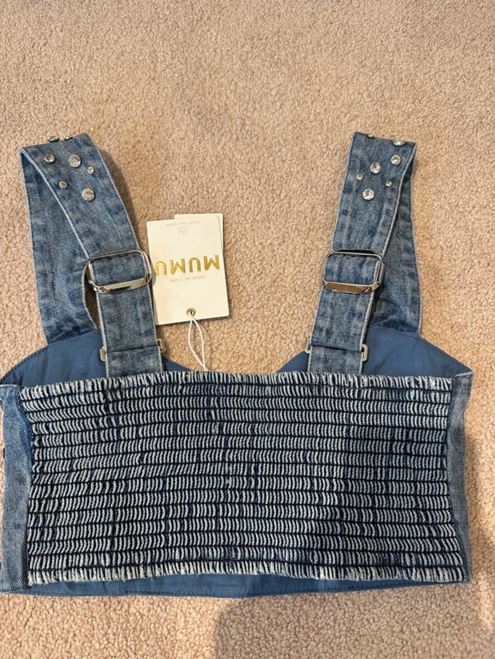 Show Me Your Mumu Studded Denim Bustier & Skirt Set - Blue - Picture 4 of 8